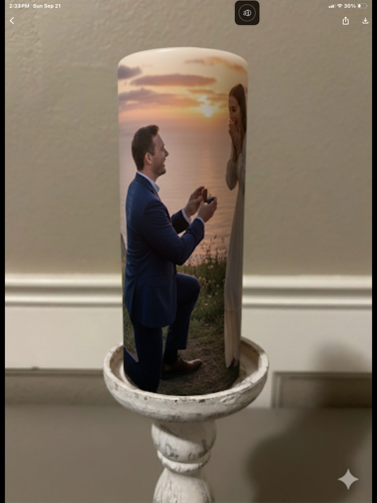 AA Custom Wedding Candle - Personalized Photo Candle with Bride & Groom Portrait - Unique Anniversary, Engagement or Bridal Gift Keepsake