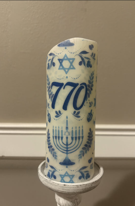 Personalized 770 Jewish Candle-Custom Photo Memorial & Celebration Keepsake