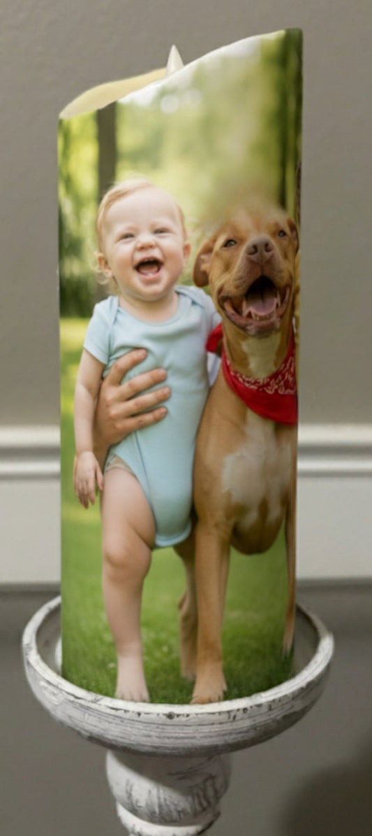 Custom Photo Candle - Personalized Picture Candle with Baby, Pet or Family Photo