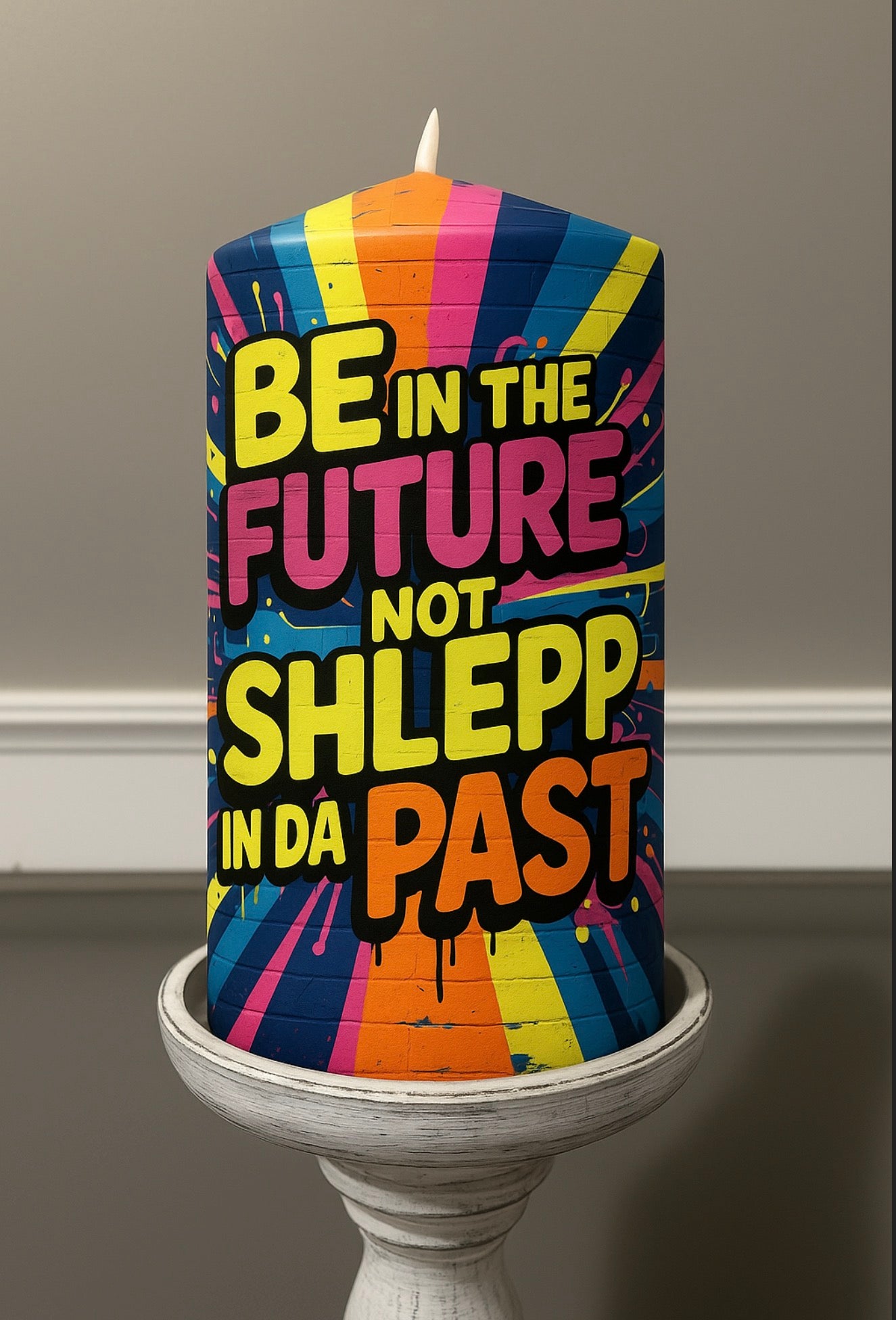 Funny Quote Candle – Retro Pop Art, Humorous Motivational Home Decor Gift