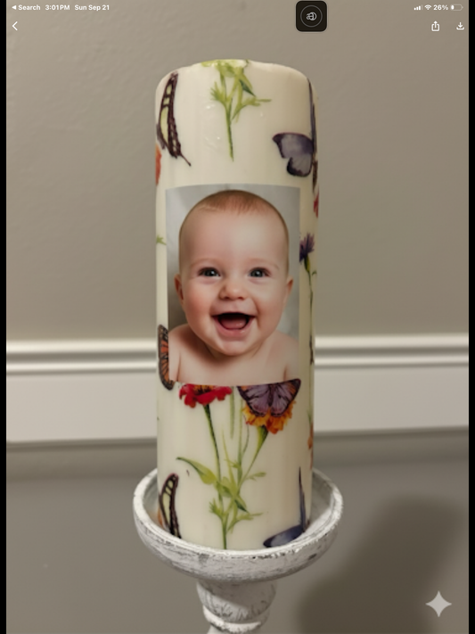 AA Personalized Baby Keepsake Candle- Custom Photo Baby Shower & Baptism Gift