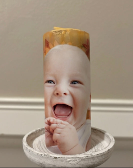Personalized Baby Keepsake Candle- Custom Photo Baby Shower & Baptism Gift